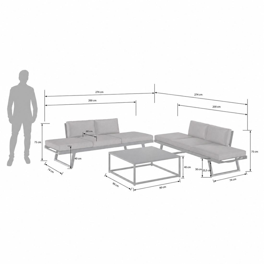 OUTLIV. Lucca Ecklounge inkl. Loungetisch Aluminium/Polyester