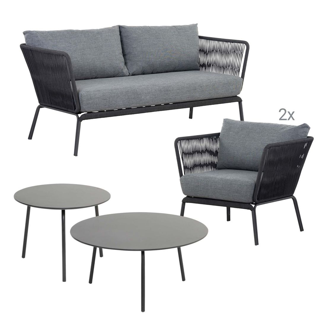 Cosmic Collection Lion Loungeset inkl. Loungetisch Stahl/Rope