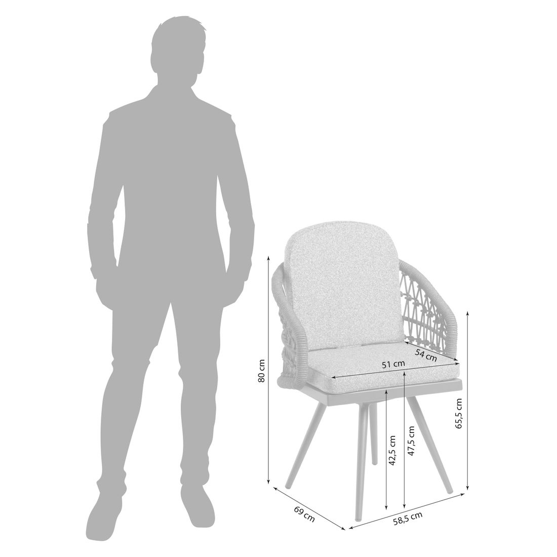 Interliving 7012 Gartensessel drehbar Aluminium mit Sitz- und Rückenkissen