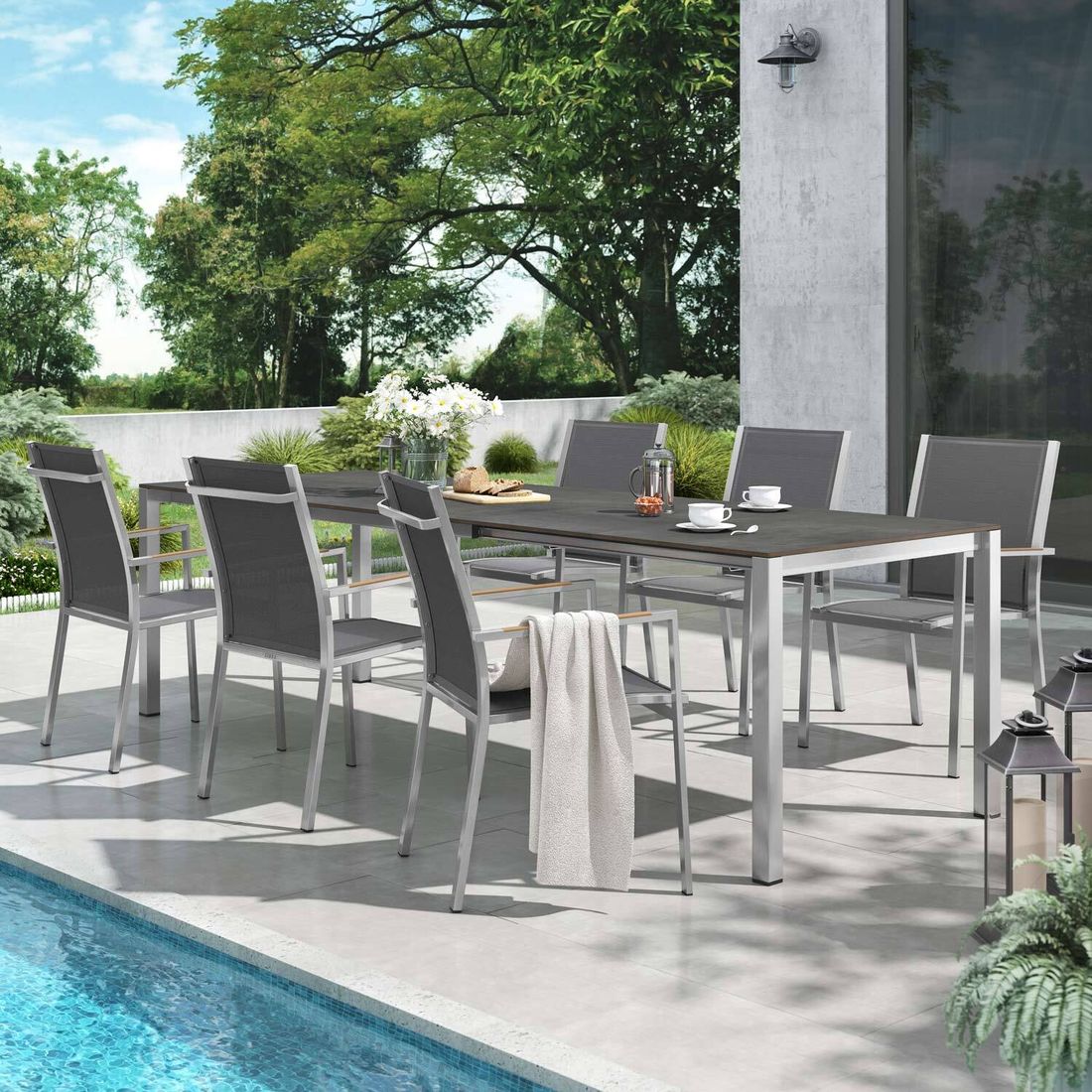 Zebra One Gartenmöbel-Set L (6 Plätze) mit OUTLIV. Tisch 160/217/267x92cm