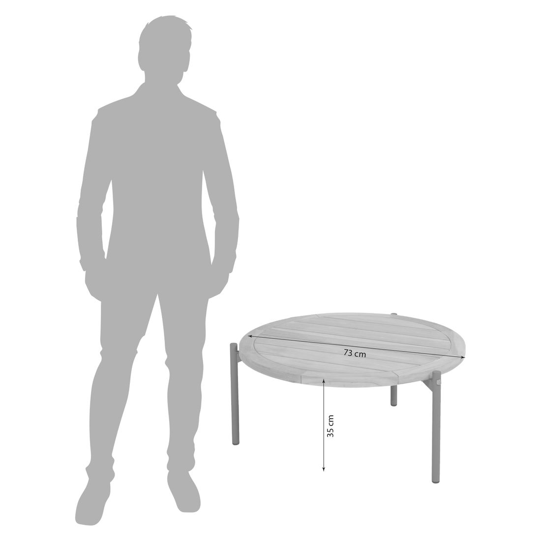 4Seasons Yoga Loungetisch Ø73cm Aluminium/Teak