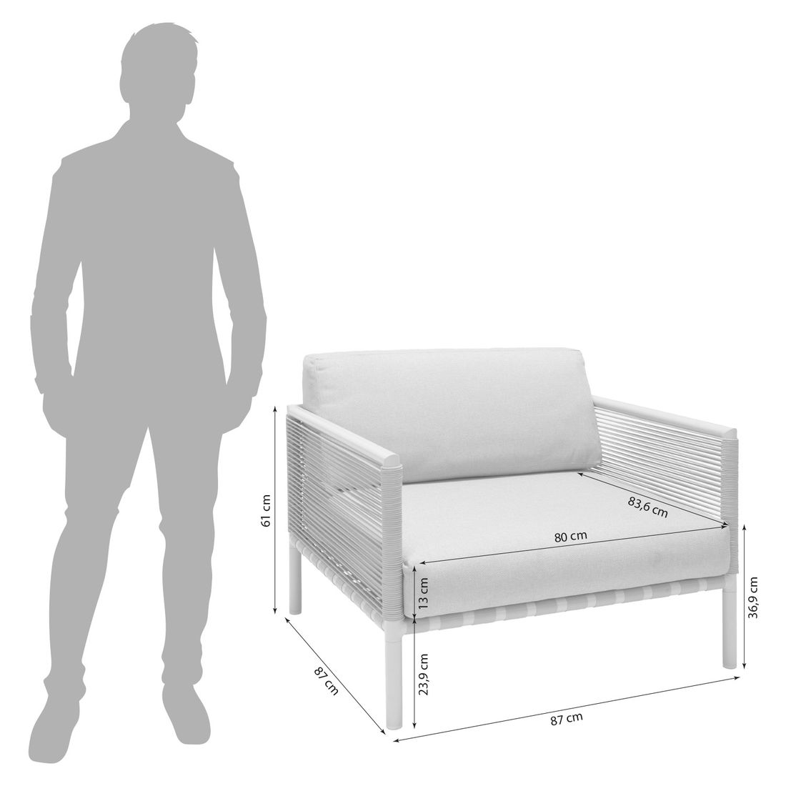 LifestyleGarden Horizon Loungesessel Aluminium/Rope/Olefin