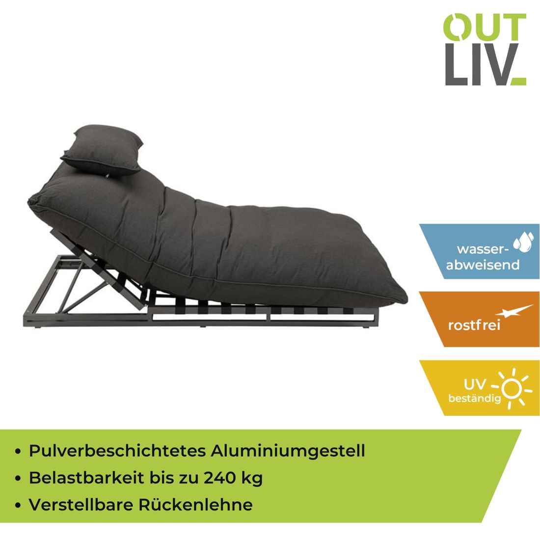 OUTLIV. Heaven Gartenliege verstellbar Aluminium/Sunbrella