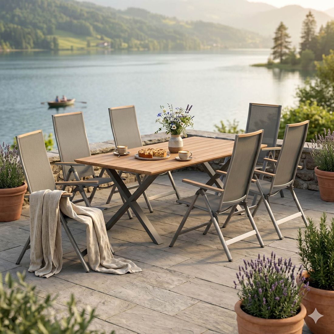 OUTLIV. Jacob Gartenmöbel-Set L verstellbar (6 Plätze) Tisch 200x100cm