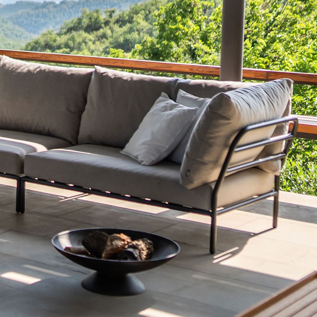 HOUE Level 2 Eck-/Endmodul Aluminium/Sunbrella