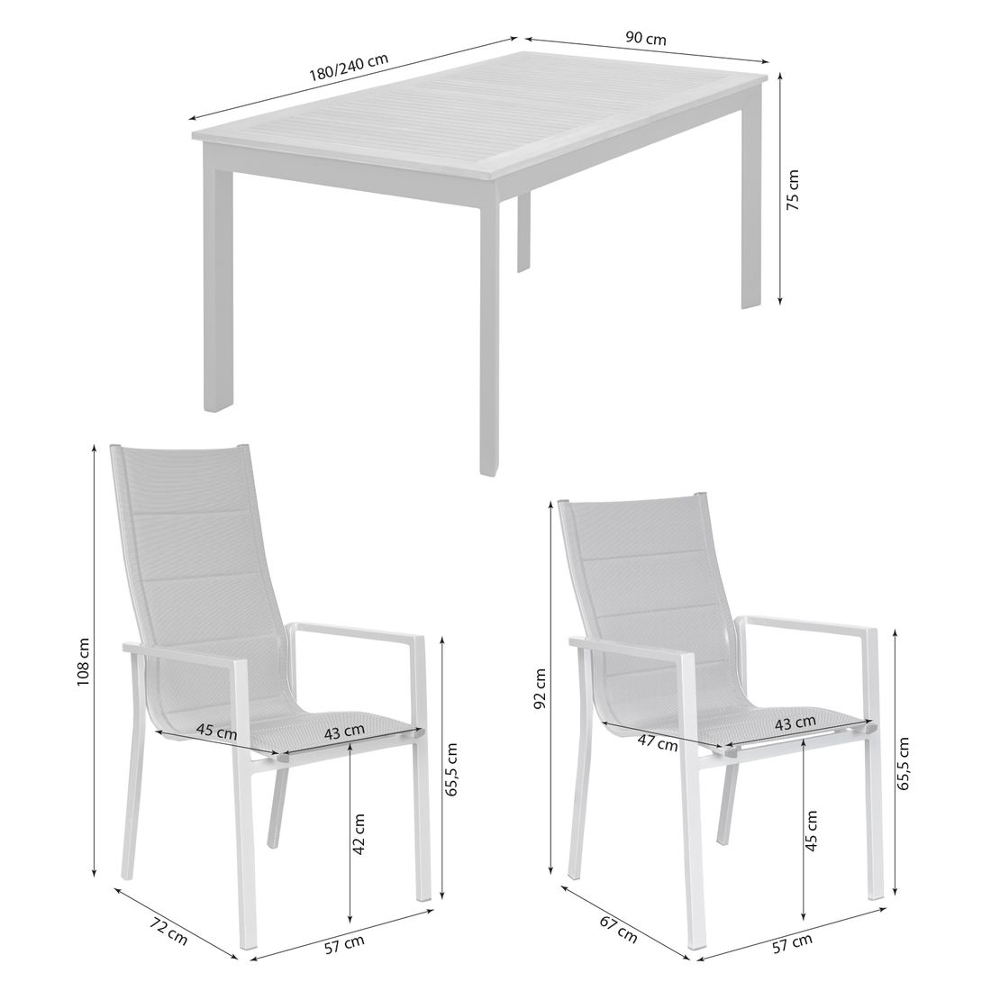 LC Garden Unicamo Gartenmöbel-Set L (6 Plätze) Tisch 180/240x90cm