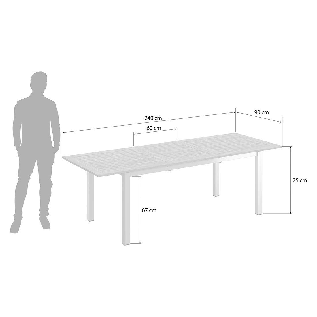 OUTLIV. Oviedo Ausziehtisch 180/240x90cm Edelstahl/Teak
