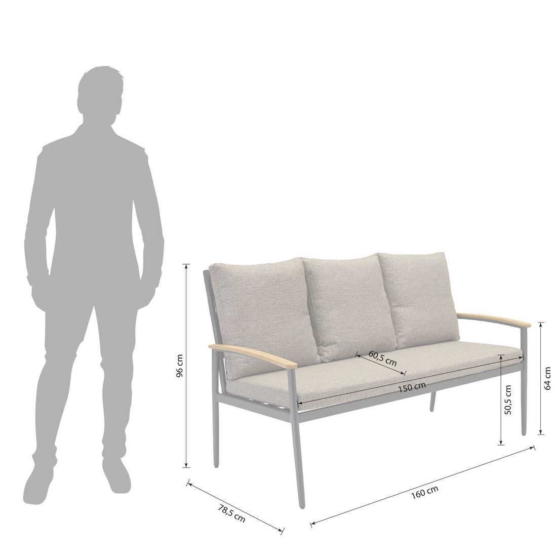 LC Garden Avento Diningsofa 160cm Aluminium/Rope/Polyester