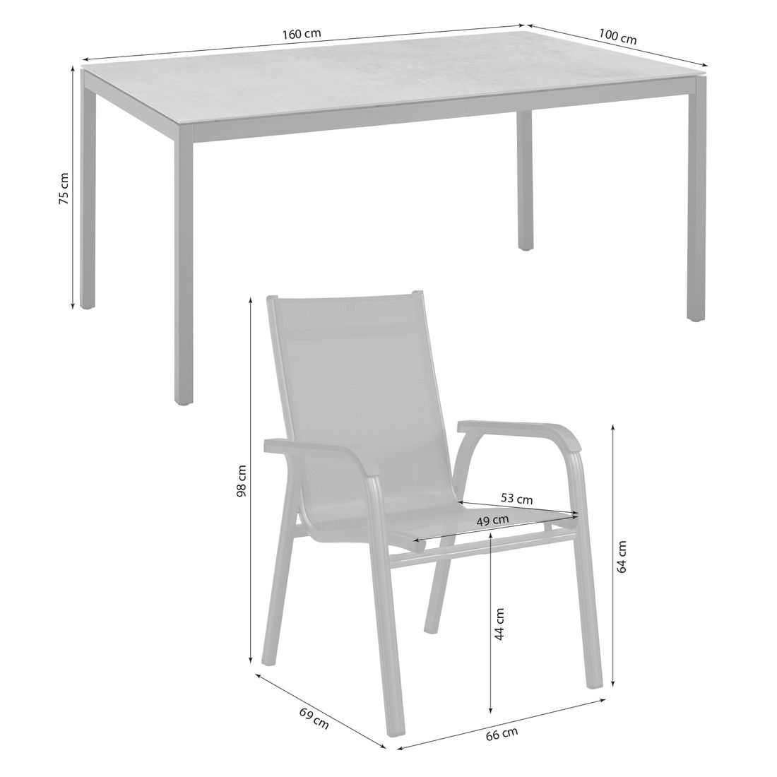 Kettler Basic Plus Gartenmöbel-Set mit OUTLIV. Tisch Aluminium/Keramik