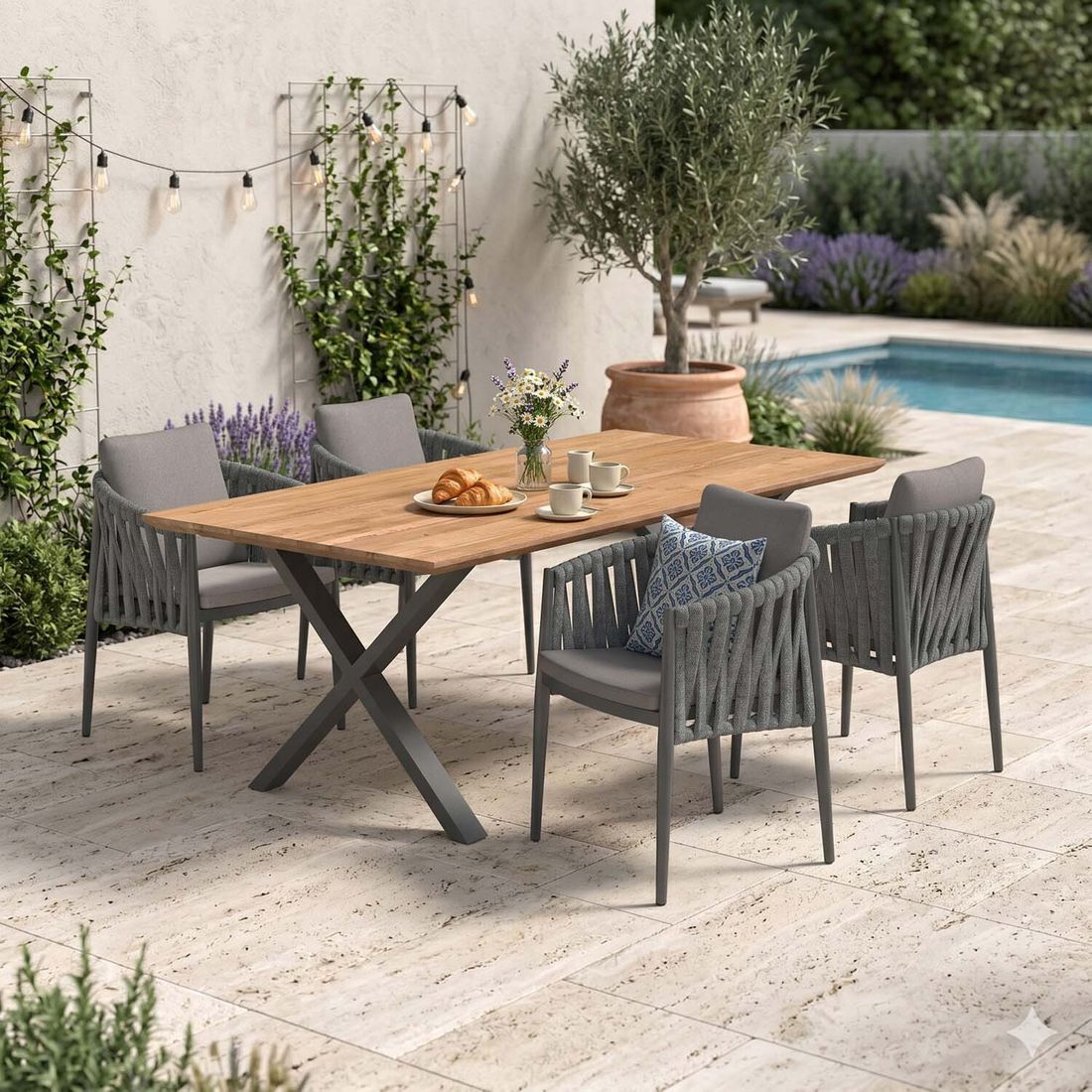 OUTLIV. Lena Gartenmöbel-Set M (4 Plätze) Tisch 200x100cm