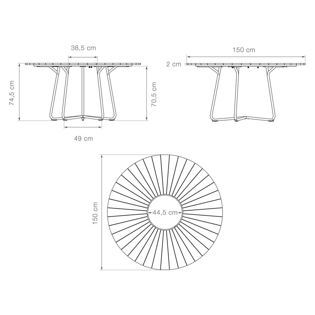 Houe Click Gartenmöbel-Set M (5 Plätze) Tisch Ø150cm