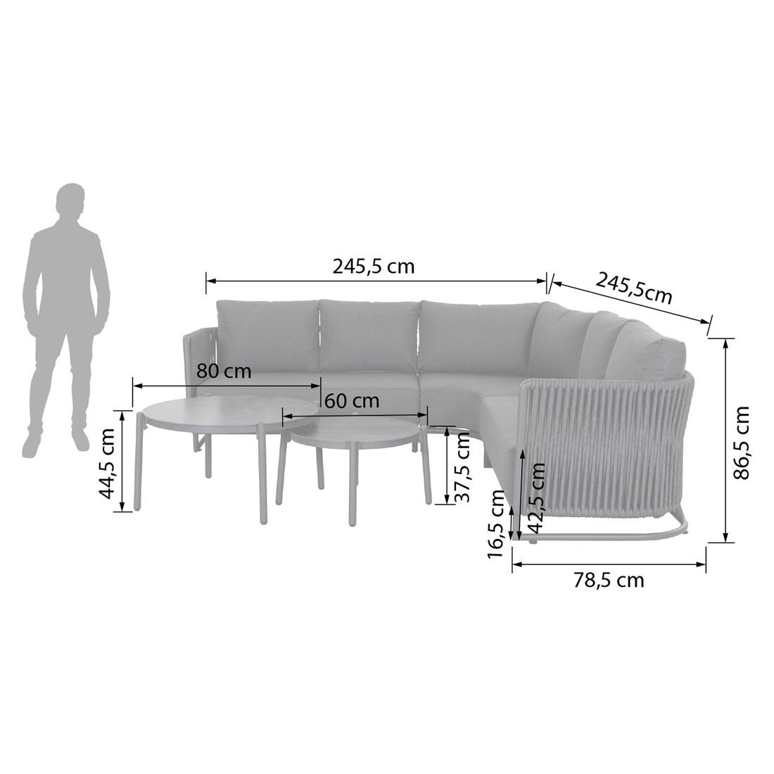 OUTLIV. Modena Ecklounge Aluminium/Rope/Kunstfaser
