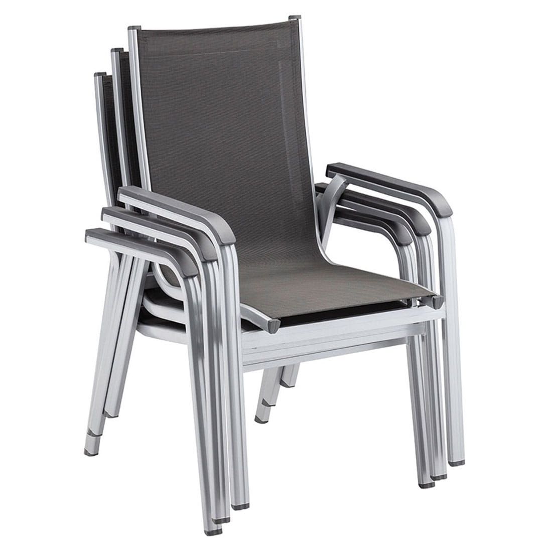 Kettler Basic Plus Stapelsessel-Set Aluminium/Textilene