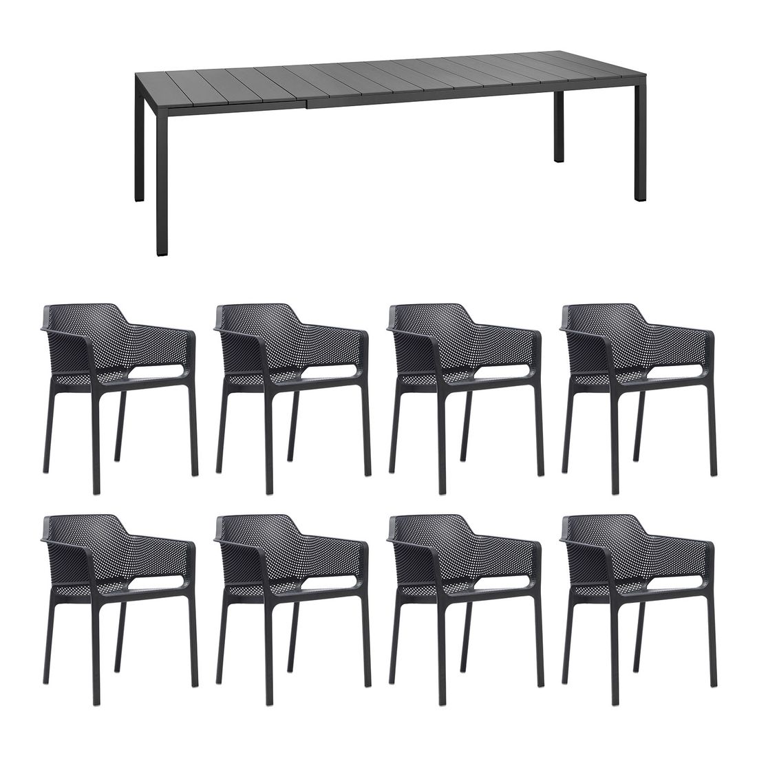 Nardi Net Gartenmöbel-Set XL (8 Plätze) Tisch 210/280x100cm
