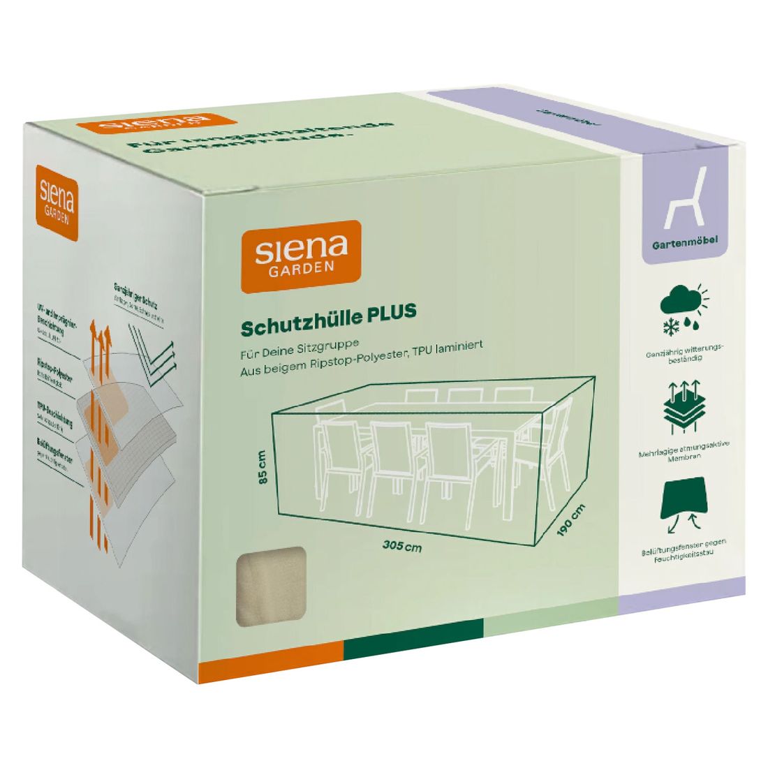 Siena Garden Plus Gartenmöbel-Set Schutzhülle 305x190x85cm