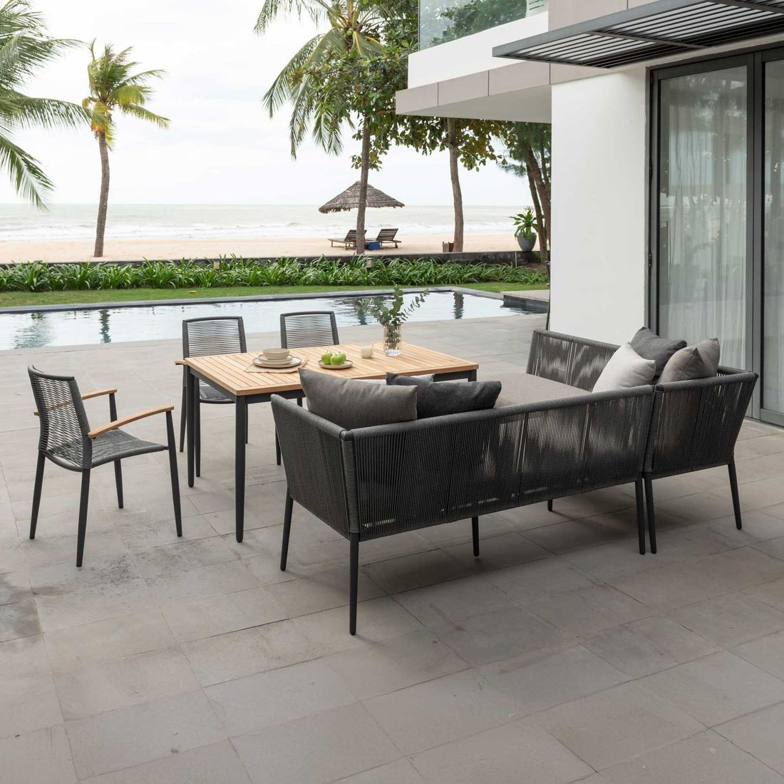 LifestyleGarden Topaz Gartenmöbel-Set L (6 Plätze) Tisch 144x90cm