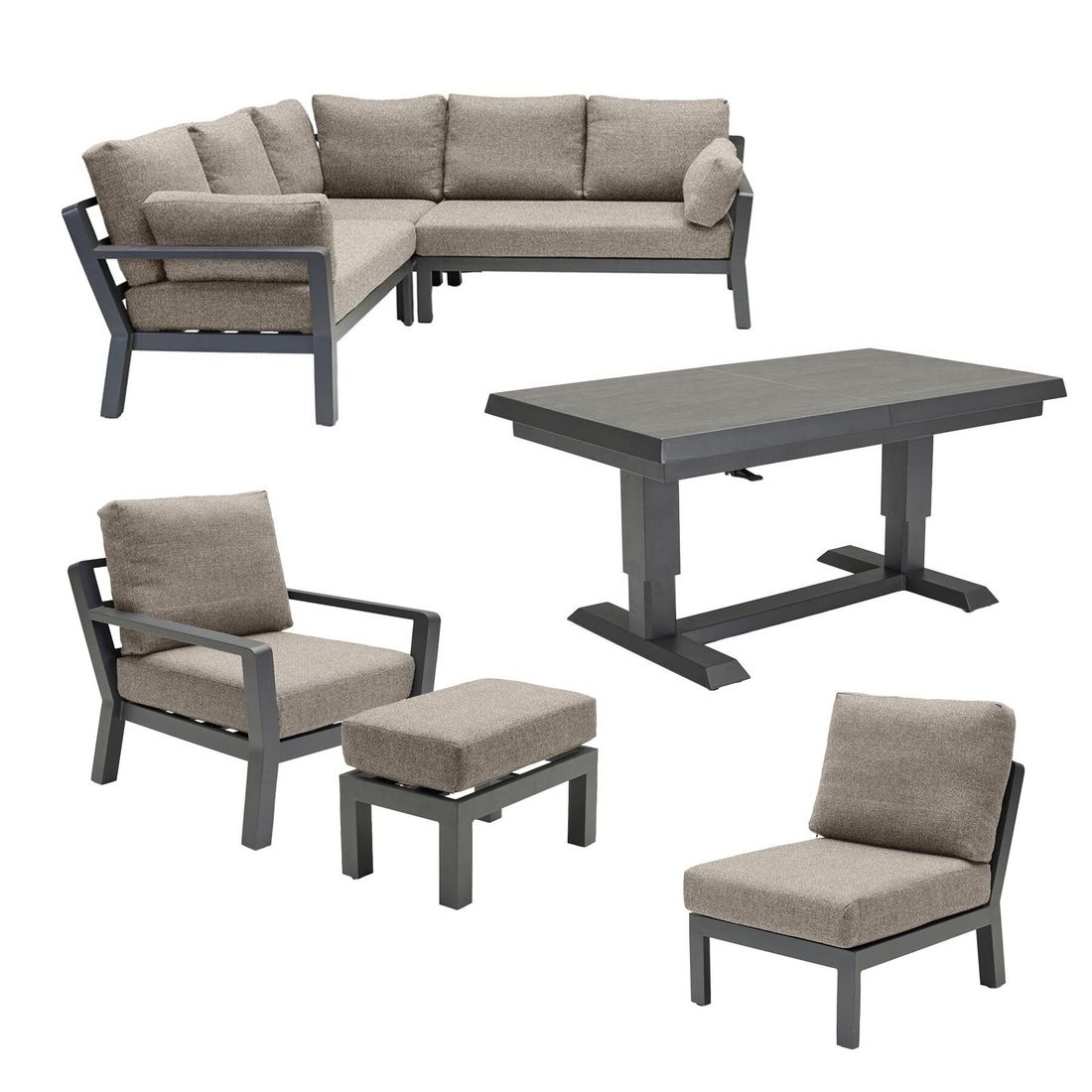 LC Garden Avena Dininglounge Tisch 140/180x80cm Aluminium/Polyester