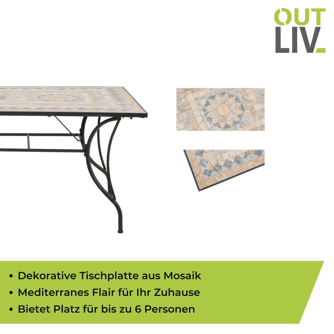 OUTLIV. Mosaik Gartentisch Eisen/Mosaik