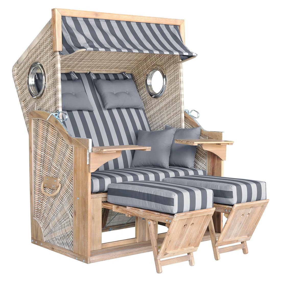 deVries Pure Greenline 135XL Strandkorb Geflecht/Akazie Des.755