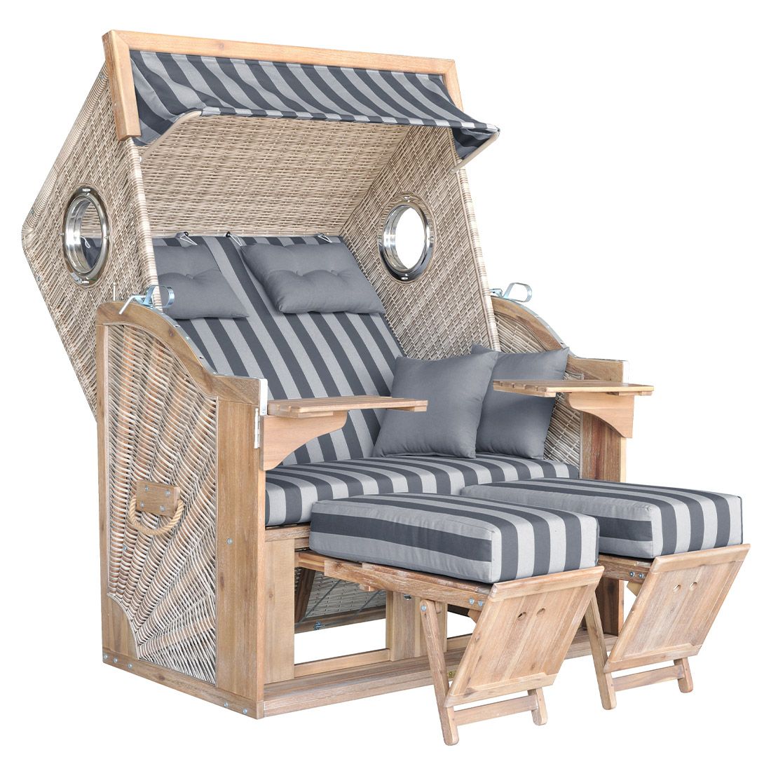 deVries Pure Greenline 135XL Strandkorb Geflecht/Akazie Des.755
