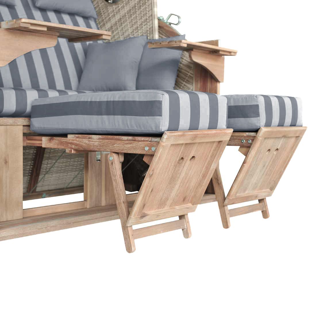 deVries Pure Greenline 135XL Strandkorb Geflecht/Akazie Des.755