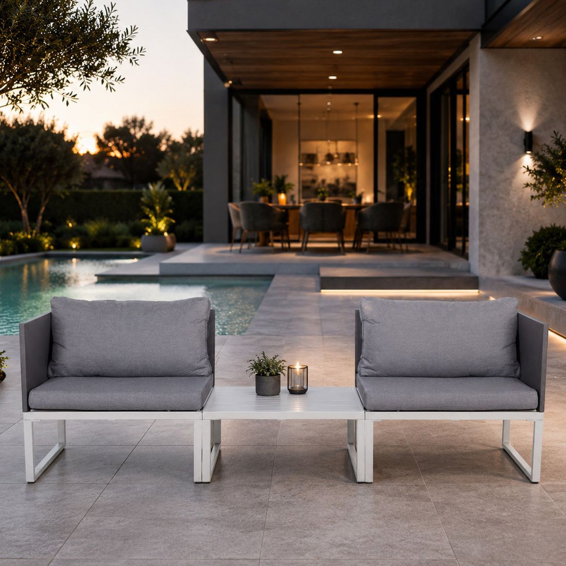 OUTLIV. Modular Loungeset inkl. Loungetisch Aluminium/Polypropylen