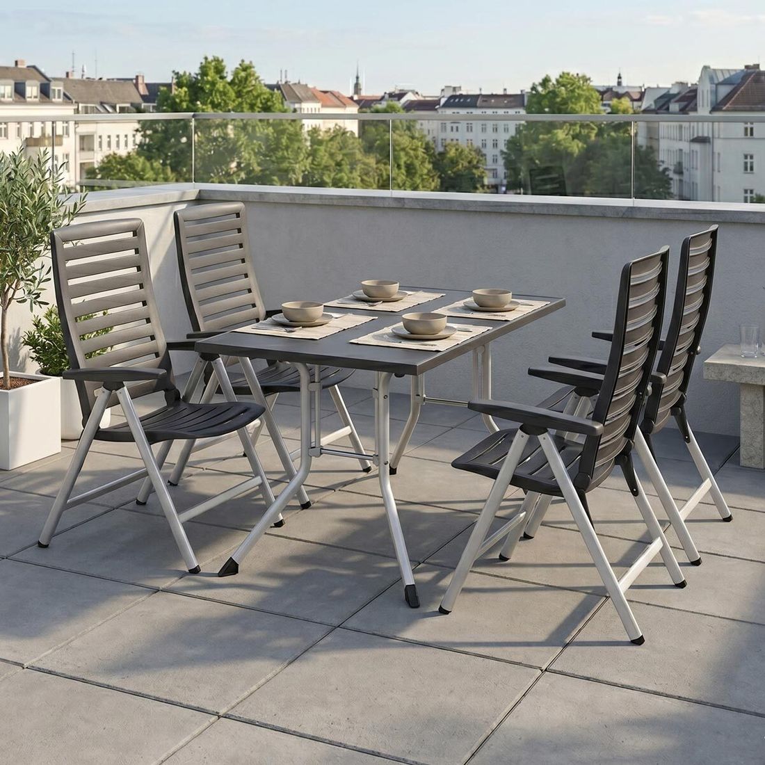 Kettler Wave Gartenmöbel-Set M (4 Plätze) Tisch 140x95cm