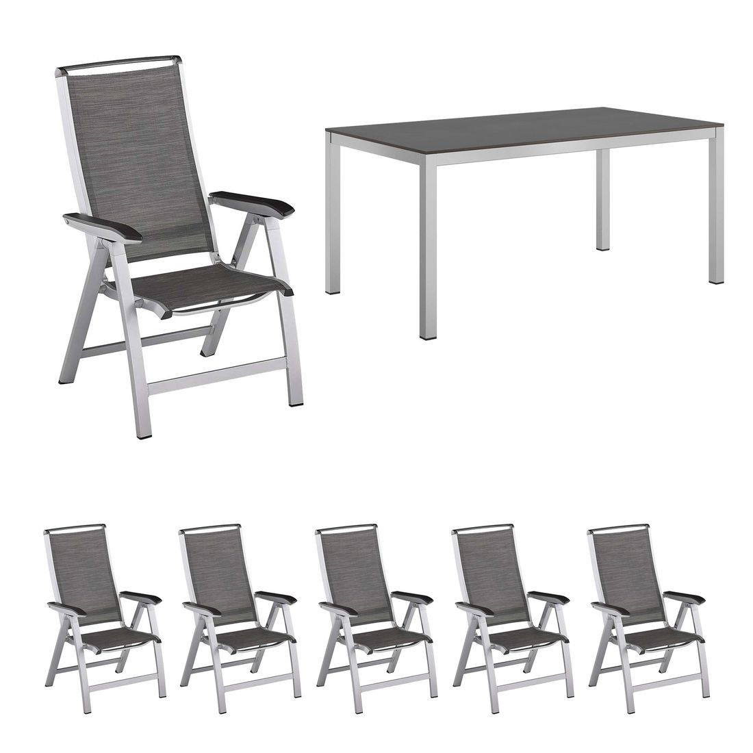 Kettler Forma II Gartenmöbel-Set L verstellbar (6 Plätze) mit OUTLIV. Tisch 160x90cm