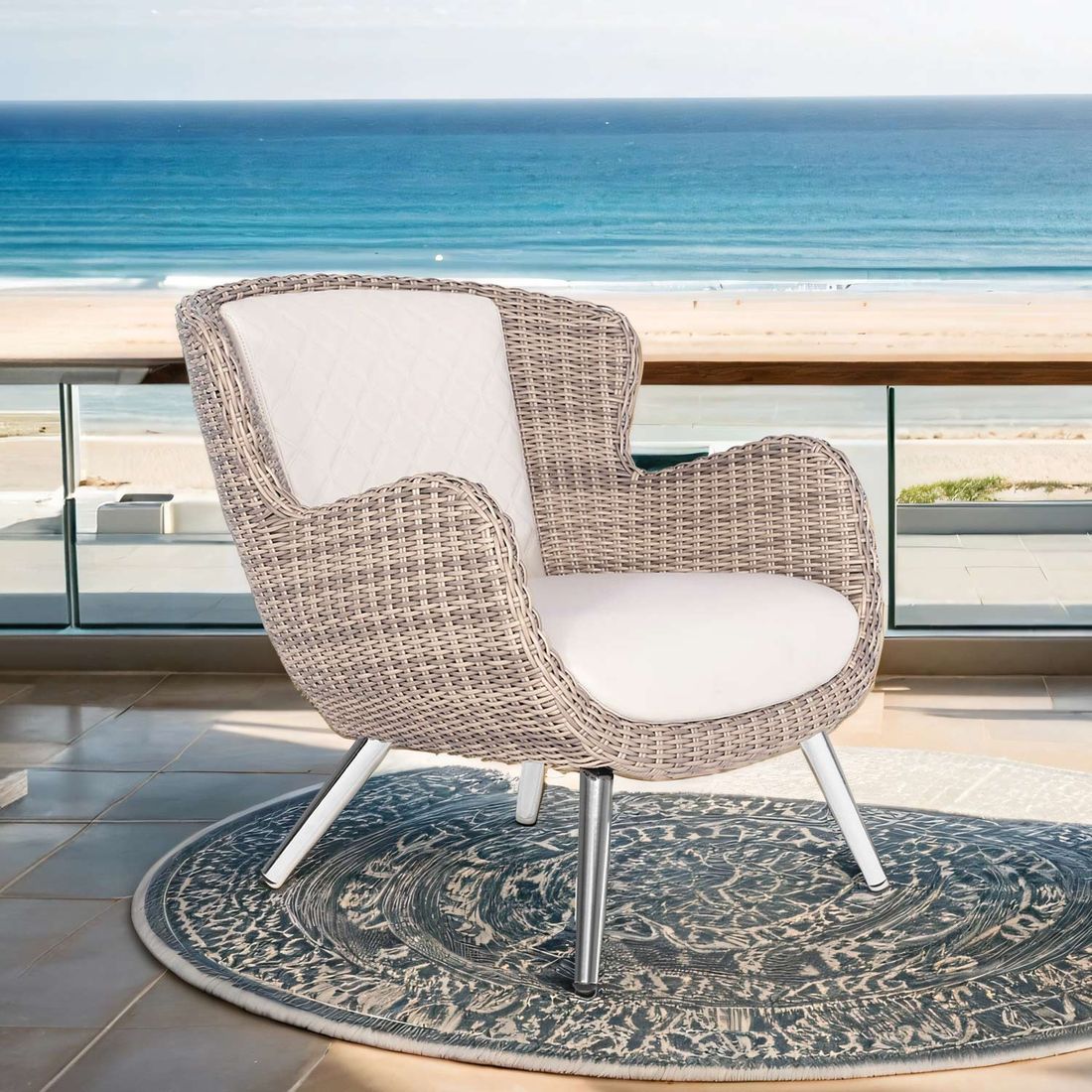 Domus Ventures Brighton Loungesessel Aluminium/Yachtleder