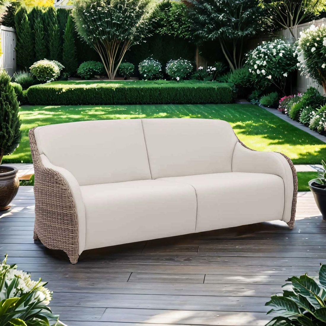 Domus Ventures Luxor Gartensofa Halbrundgeflecht/MarinaPlus