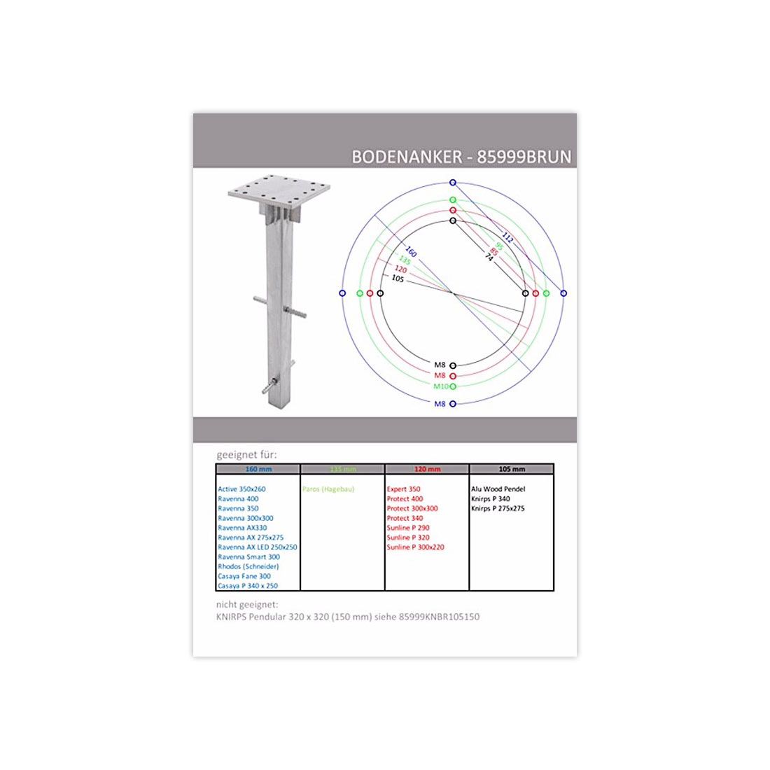 Doppler Bodenhülse/Bodenanker LK106/LK120/LK135/LK159