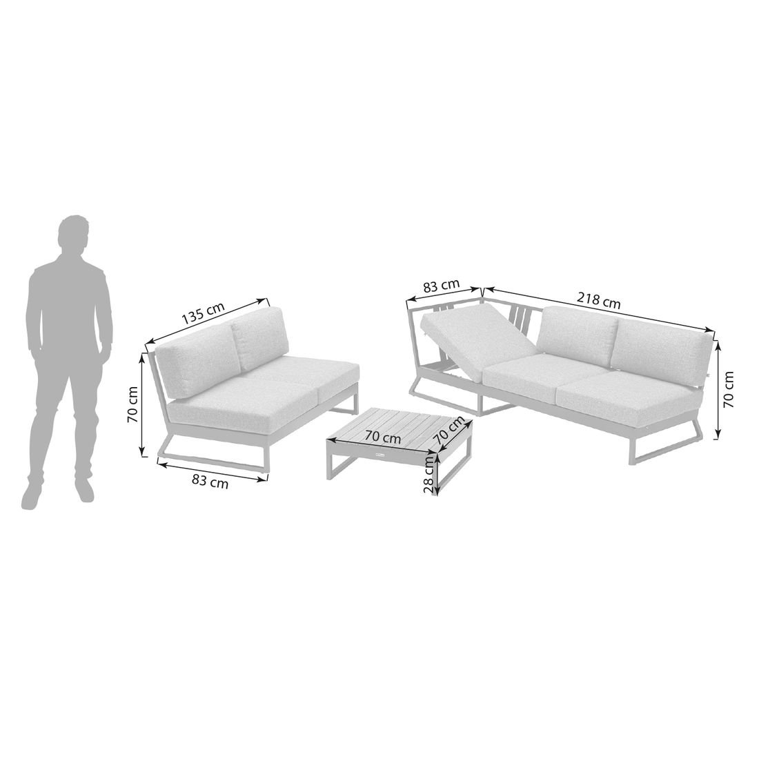 Kettler Ocean Skid Platform Loungeset 3-tlg. Aluminium/Olefin
