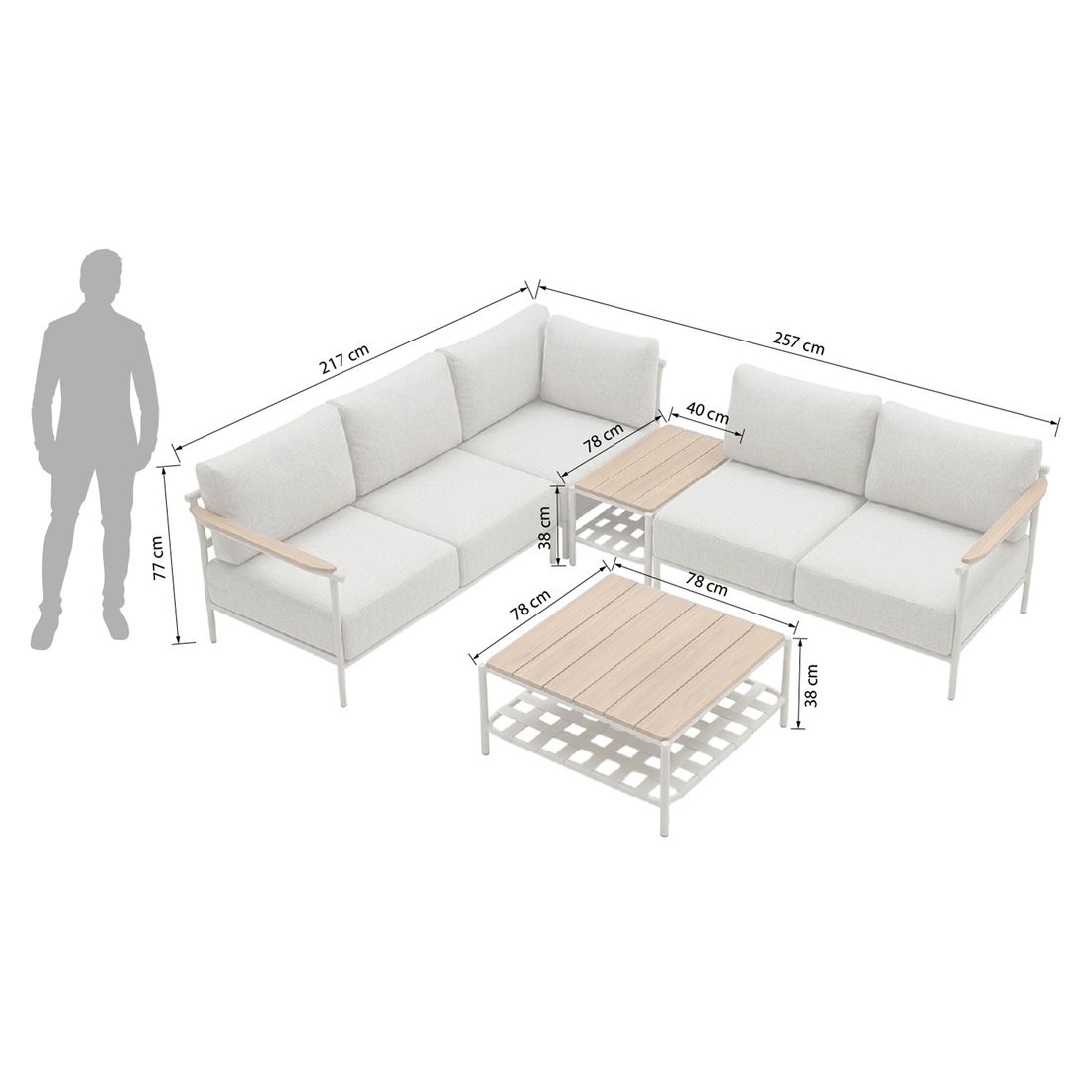 Stern Francis Ecklounge inkl. Loungetische Aluminium/Gurtbespannung/Polyacryl