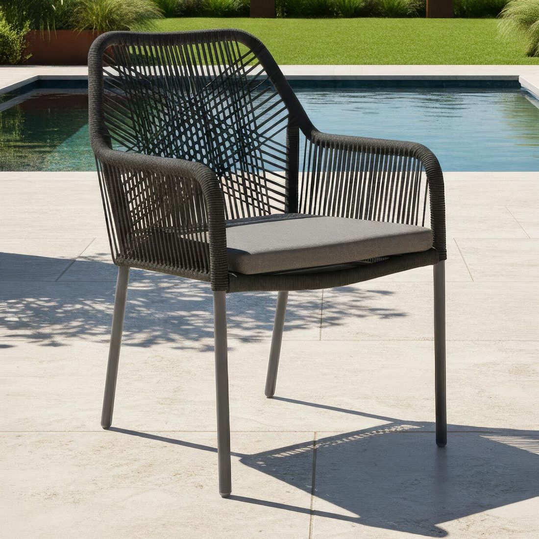 LC Garden Stilo Stapelsessel Aluminium/Rope mit Sitzkissen