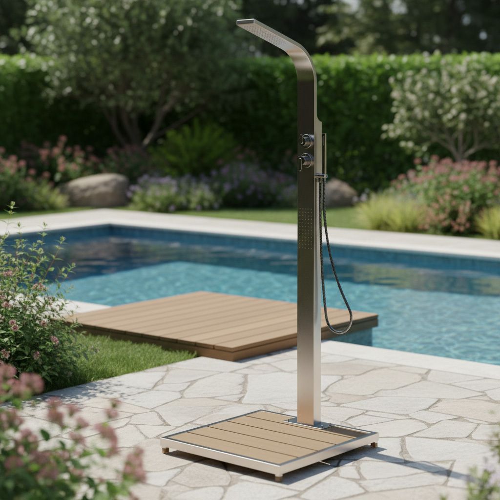 Ideal Helena Gartendusche Warmwasser Edelstahl/WPC