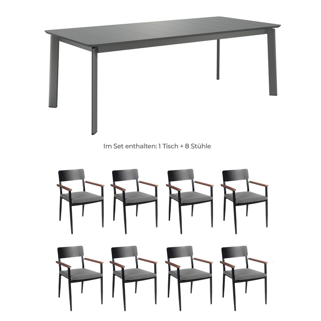 OUTLIV. Lorenzo Gartenmöbel-Set XL (8 Plätze) Tisch 220x100cm
