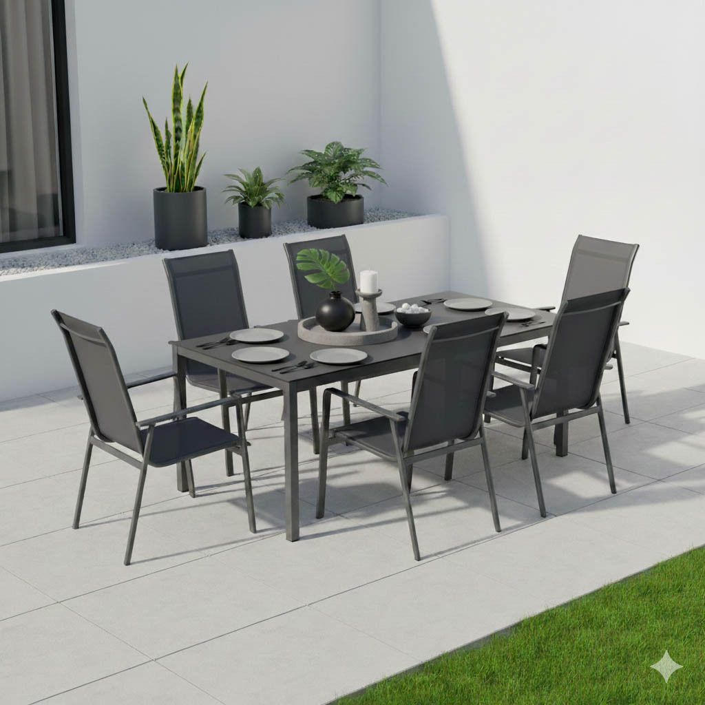 MWH Kedline Gartenmöbel-Set L (6 Plätze) Tisch 220x100cm