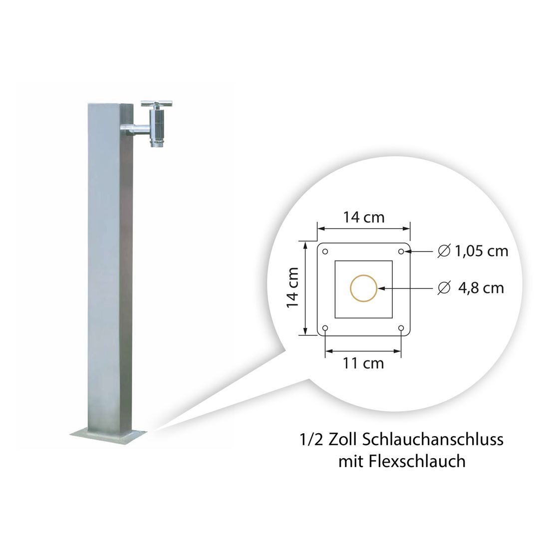 Ideal Zapfsäule 80x80mm V2A