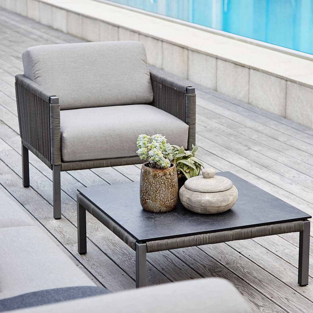 Solpuri Club Loungesessel inkl. Hocker Aluminium/Rope/Acryl