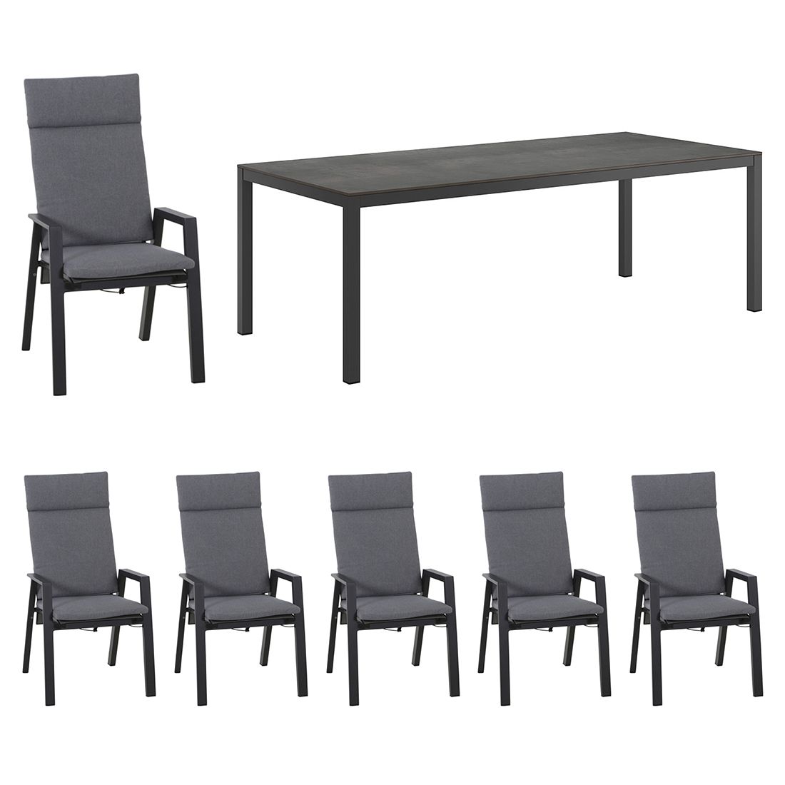 Siena Garden Valencia Gartenmöbel-Set L verstellbar(6 Plätze) Tisch 220x100cm