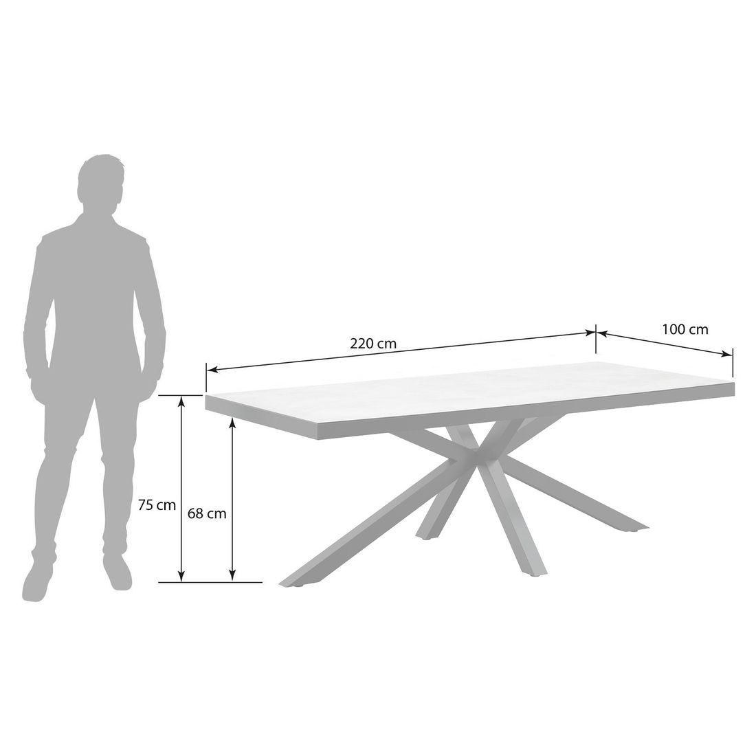 OUTLIV. Gartentisch 220x100cm Aluminium/Glaskeramik