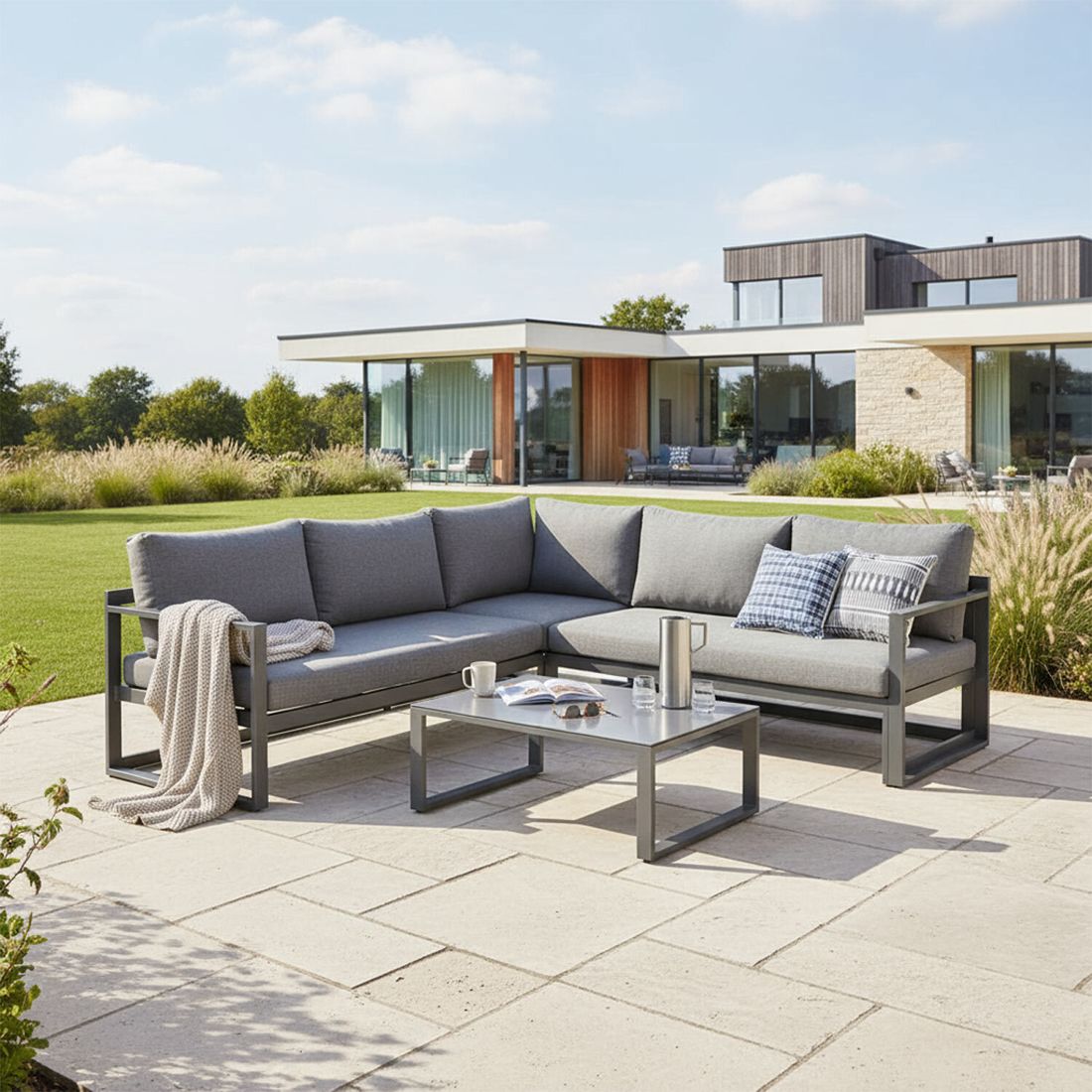 OUTLIV. Florenz Ecklounge inkl. Loungetisch Aluminium/Olefin