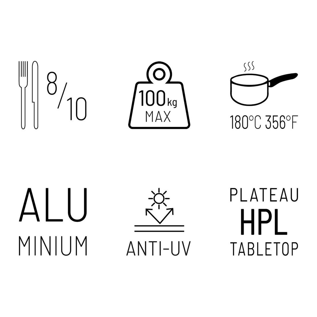 Lafuma Oron Ausziehtisch Aluminium/HPL