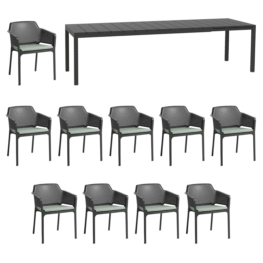 Nardi Net Gartenmöbel-Set XXL (10 Plätze) Tisch 210/280x100cm