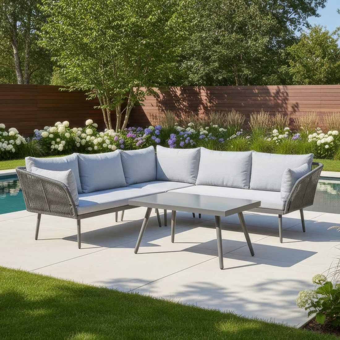 LC Garden Saigon  Ecklounge inkl. Loungetisch Aluminium/Rope/Polyester