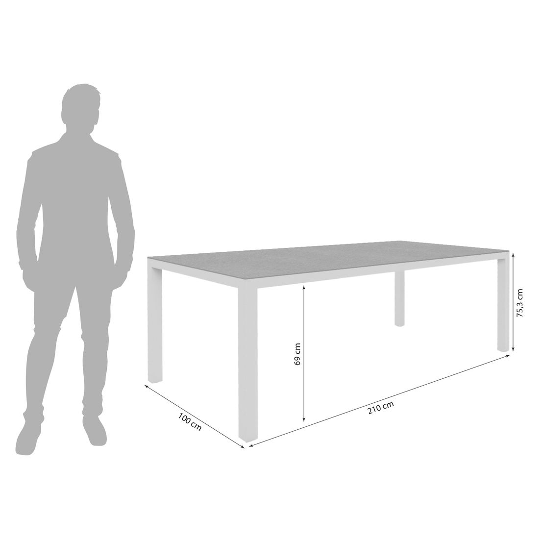 Zebra Alus Gartentisch 210x100cm Aluminium/HPL