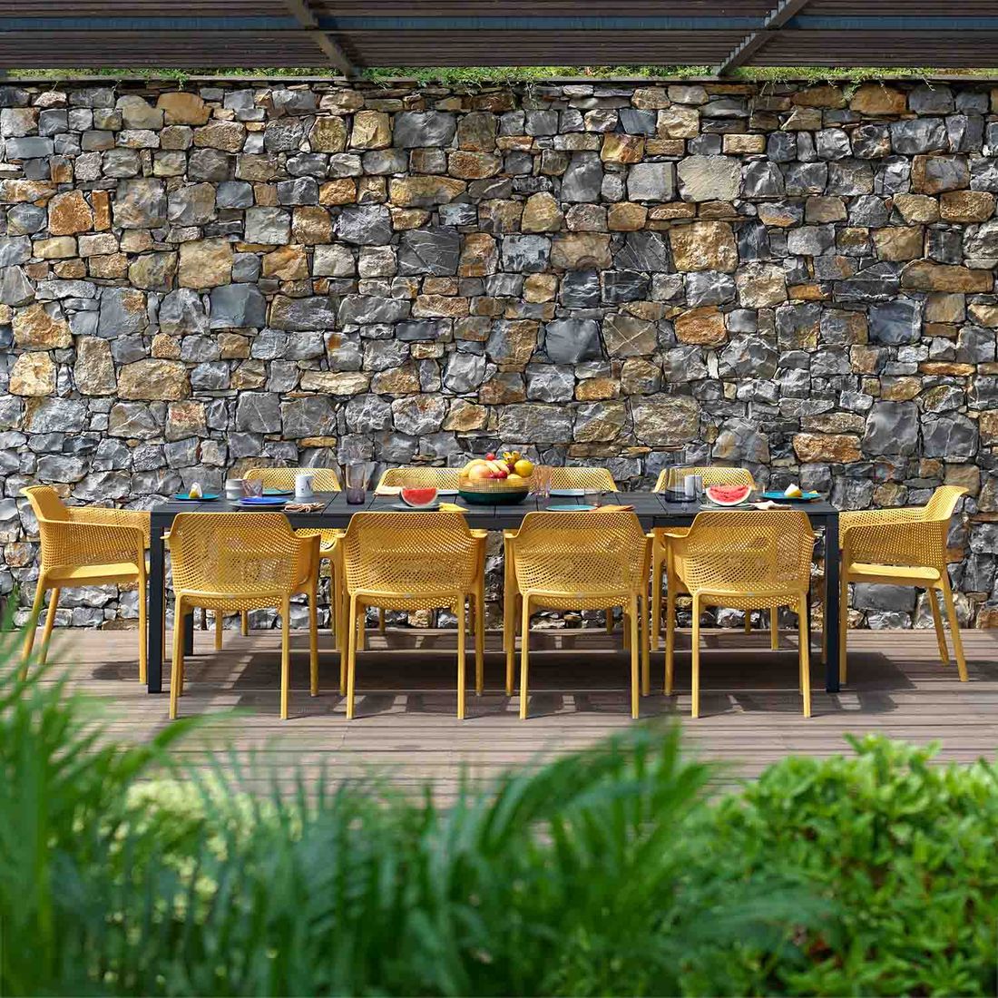 Nardi Net Gartenmöbel-Set 11-tlg. Tisch 210/280x100cm