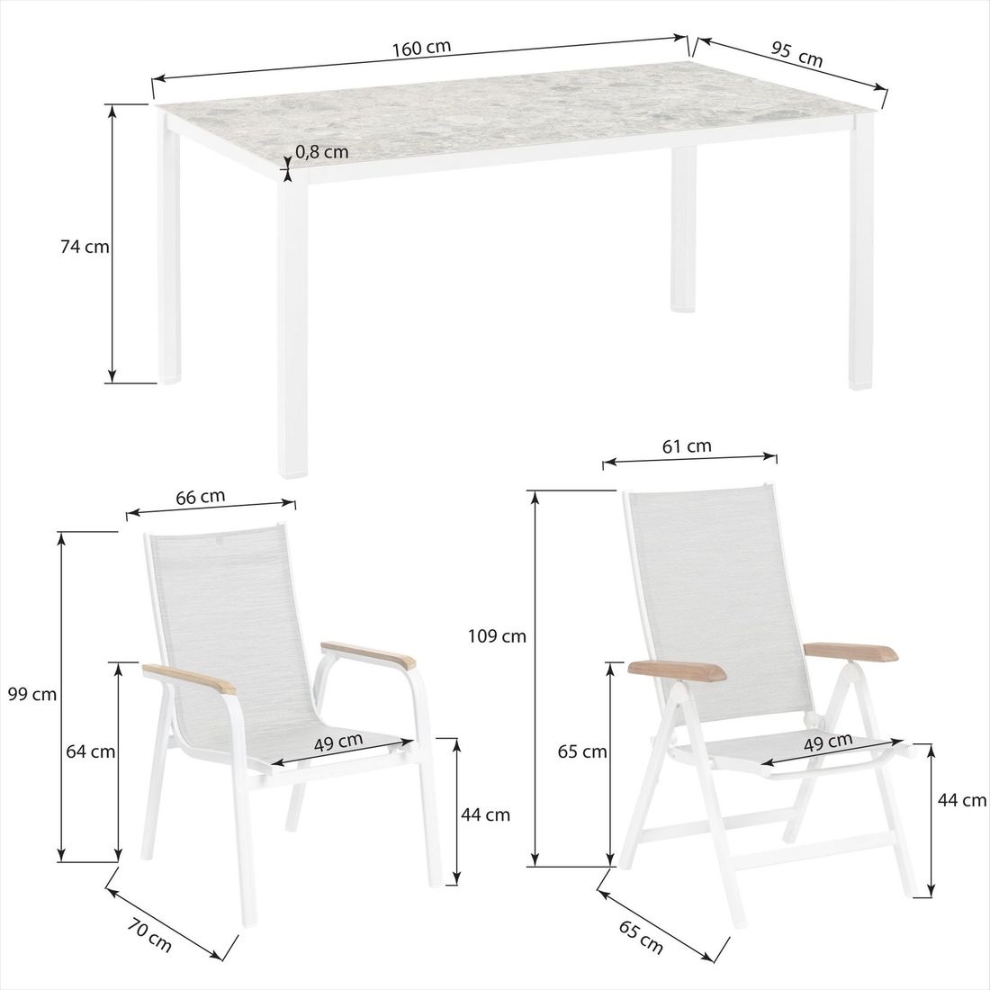 Kettler Granada Gartenmöbel-Set M (4 Plätze) Tisch 160x95cm