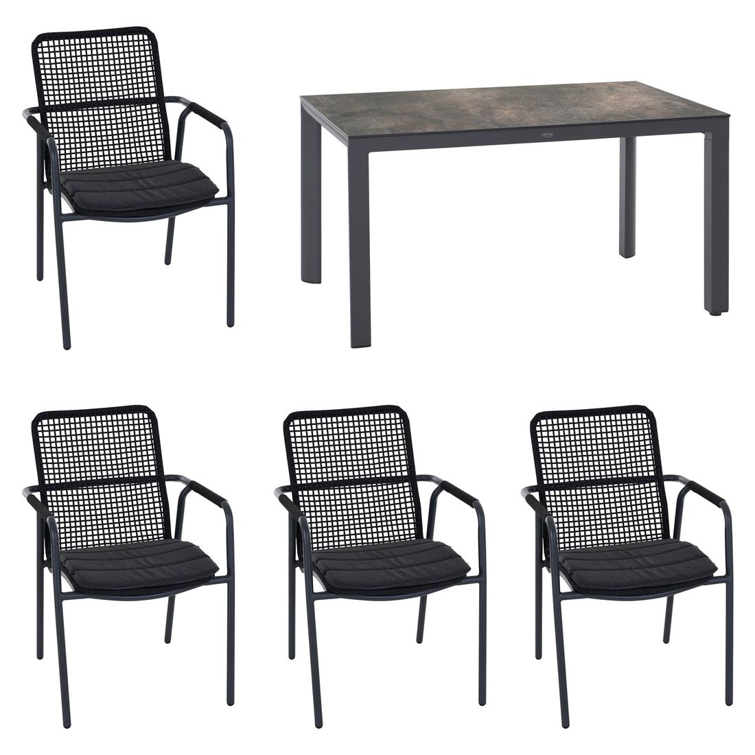 Siena Garden Repton Gartenmöbel-Set M (4 Plätze) Tisch 160x90cm