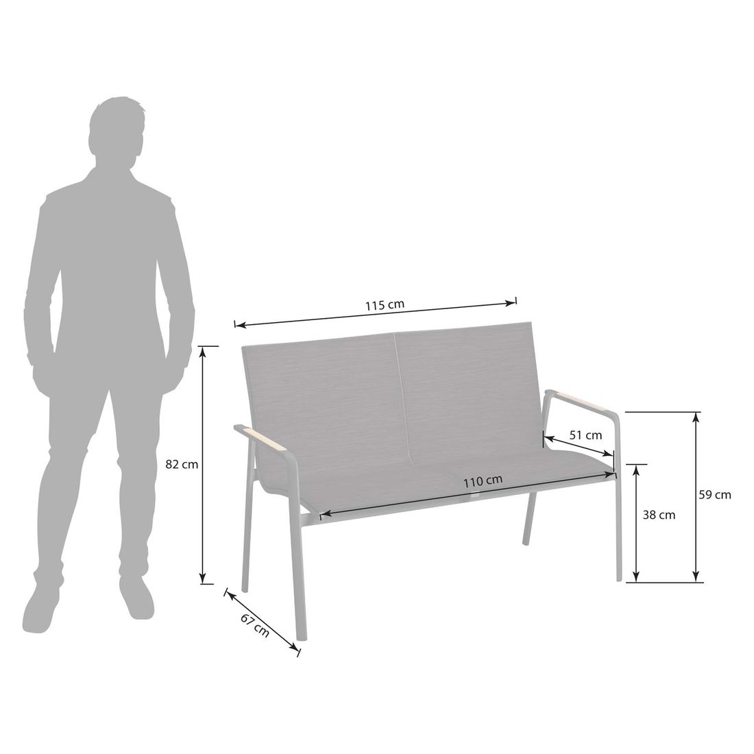Kettler Diamond Gartenloungesofa Aluminium/Outdoorgewebe